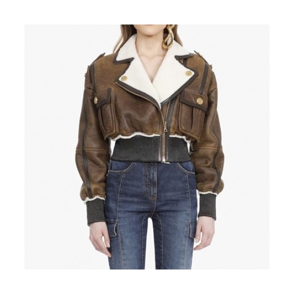 Balmain  Womens Casual Leather Jackets Brown - 발망 2021 여성 캐쥬얼 가죽 자켓 Balm0149x.Size(s - xl) 브라운