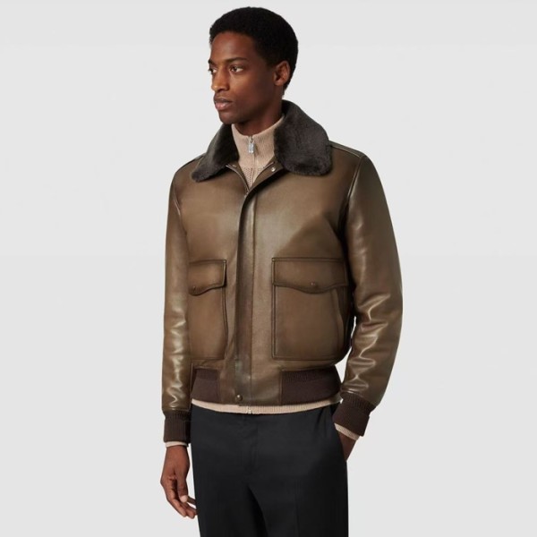 벨루티 남성 가죽 자켓 - Berluti Mens Leather Jackets - bec8980x