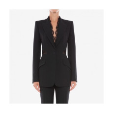 알렉산더 맥퀸]Alexander McQueen 2020 Womens V-neck Cotton Suit Jackets - 알렉산더 맥퀸 2020 여성 브이넥 코튼 슈트 자켓 Ale0088x.Size(s - l).블랙