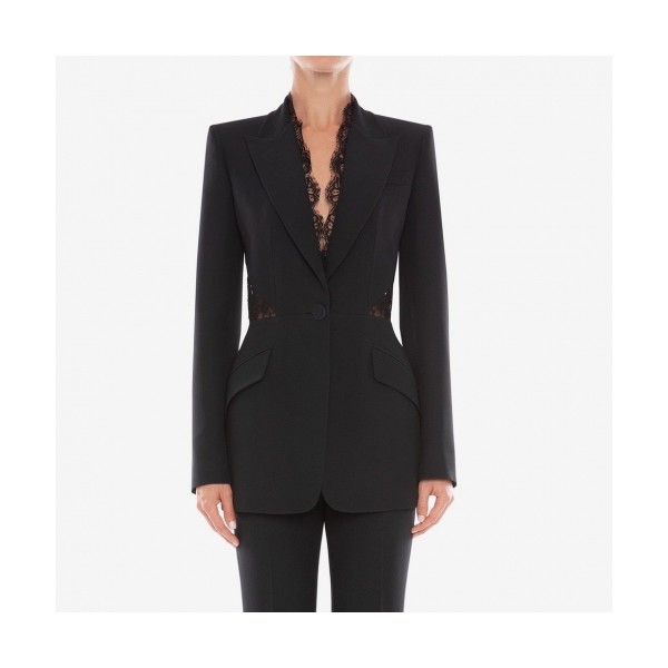 알렉산더 맥퀸]Alexander McQueen 2020 Womens V-neck Cotton Suit Jackets - 알렉산더 맥퀸 2020 여성 브이넥 코튼 슈트 자켓 Ale0088x.Size(s - l).블랙