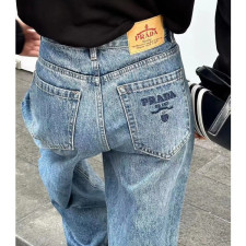 Prada 2023 Womens Classic Logo Denim Pants - 프라다 2023 여성 클래식 로고 데님 팬츠 Pra0814x.Size(25 - 30).블루