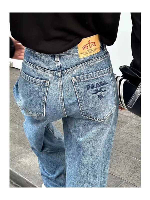 Prada 2023 Womens Classic Logo Denim Pants - 프라다 2023 여성 클래식 로고 데님 팬츠 Pra0814x.Size(25 - 30).블루