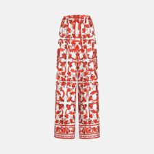 돌체앤가바나 여성 프린트 실크 트윌 와이드 팬츠 - Dolce&Gabbana Womens Printed Wide-Leg Pants - doc16001x