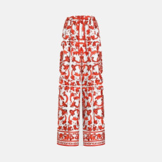 돌체앤가바나 여성 프린트 실크 트윌 와이드 팬츠 - Dolce&Gabbana Womens Printed Wide-Leg Pants - doc16001x