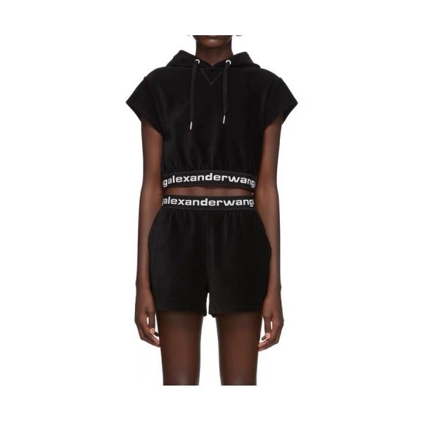 알렉산더왕]Alexander wang 2020 Womens Logo Velvet Short Pants - 알렉산더왕 2020 여성 로고 벨벳 반바지 Ale0063x.Size(s - l).블랙