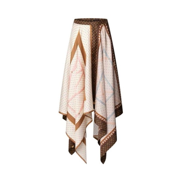 루이비통 여성 트렁크 프린트 손수건 밑단 스커트 - Louis vuitton Womens Trunk Print Handkerchief Hem Skirt - lvc14099x