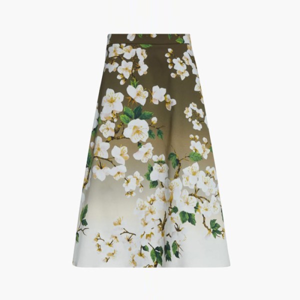 오스카 드 라 렌타 여성 체리 블라썸 미디 스커트 - Oscar De La Renta Womens Cherry Blossom Midi Skirt - osc14280x