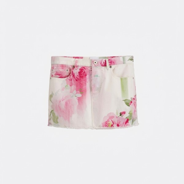 디올 여성 페인티드 로즈 미니스커트 - Dior Womens Painted Roses Miniskirt - dic15159x