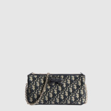 디올 여성 오블리크 보우 체인 파우치 - Dior Womens Oblique Bow Chain Pouch - dib16122x