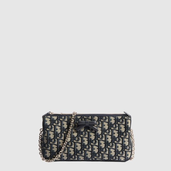 디올 여성 오블리크 보우 체인 파우치 - Dior Womens Oblique Bow Chain Pouch - dib16122x