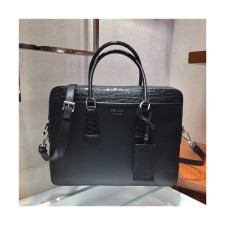 프라다] Prada 2020 Men's Leather Satchel Bag,36cm - 프라다 2020 남서용 레더 서류가방,36cm,PRAB0217,블랙