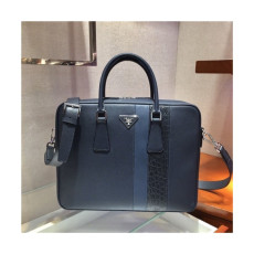 프라다] Prada 2020 Men's Leather Satchel Bag,36cm - 프라다 2020 남서용 레더 서류가방,36cm,PRAB0219,네이비