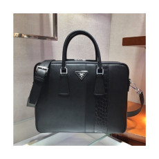 프라다] Prada 2020 Men's Leather Satchel Bag,36cm - 프라다 2020 남서용 레더 서류가방,36cm,PRAB0220,블랙