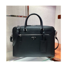 프라다] Prada 2020 Men's Leather Satchel Bag,38cm - 프라다 2020 남서용 레더 서류가방,38cm,PRAB0221,블랙