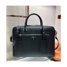 프라다] Prada 2020 Men's Leather Satchel Bag,38cm - 프라다 2020 남서용 레더 서류가방,38cm,PRAB0221,블랙