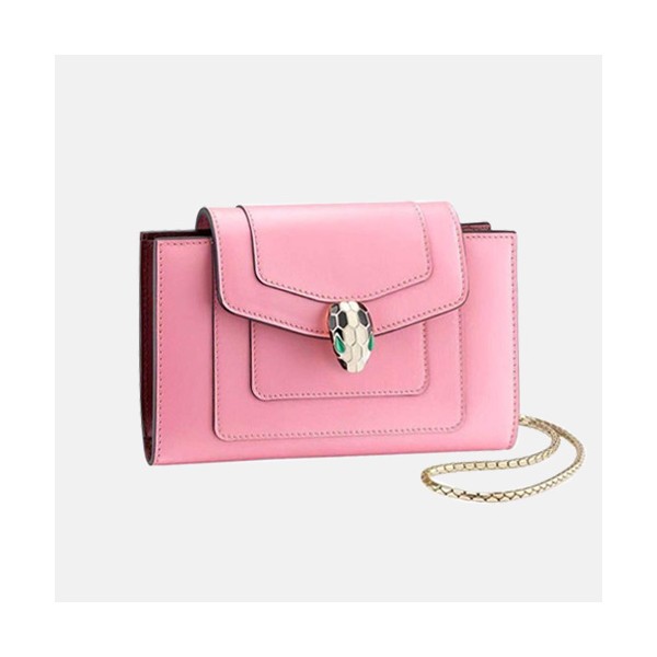 Bvlgari 2019 Leather Chain Wallet / Phone Bag -  불가리 2019 레더 체인 장지갑 / 폰 백 BVLW0004.Size(17.5CM).핑크