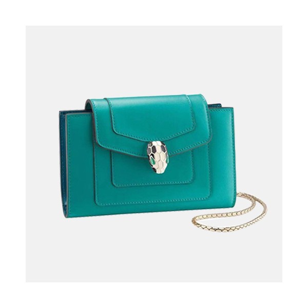 Bvlgari 2019 Leather Chain Wallet / Phone Bag -  불가리 2019 레더 체인 장지갑 / 폰 백 BVLW0005.Size(17.5CM).청색