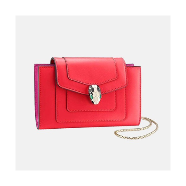 Bvlgari 2019 Leather Chain Wallet / Phone Bag -  불가리 2019 레더 체인 장지갑 / 폰 백 BVLW0007.Size(17.5CM).레드