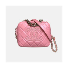 Chanel 2020 Leather Camera Chain Cross Bag,18CM - 샤넬 2020 레더 카메라 체인 크로스백,CHAB1487,18CM,핑크