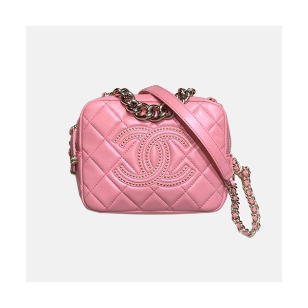 Chanel 2020 Leather Camera Chain Cross Bag,18CM - 샤넬 2020 레더 카메라 체인 크로스백,CHAB1487,18CM,핑크