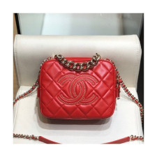 Chanel 2020 Leather Camera Chain Cross Bag,18CM - 샤넬 2020 레더 카메라 체인 크로스백,CHAB1489,18CM,레드