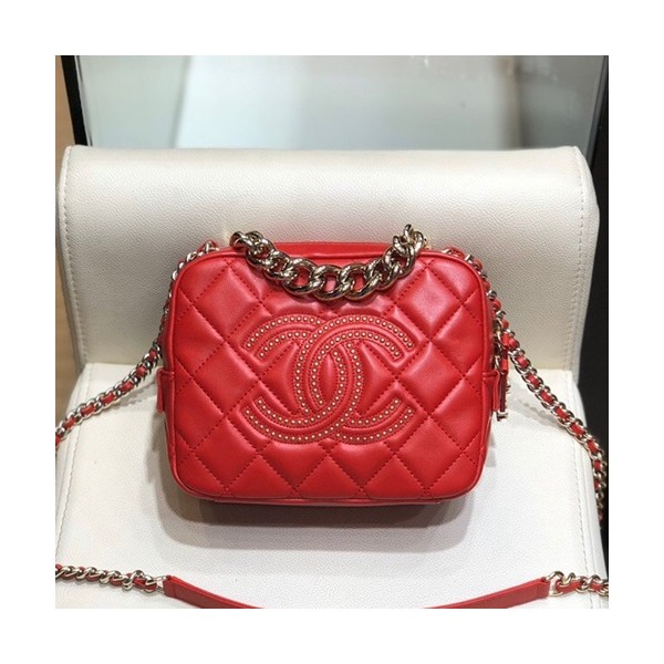 Chanel 2020 Leather Camera Chain Cross Bag,18CM - 샤넬 2020 레더 카메라 체인 크로스백,CHAB1489,18CM,레드
