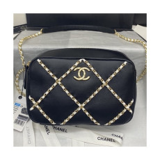 샤넬]Chanel 2021 Women's Leather Camera Bag/Shoulder Bag,21cm - 샤넬 2021 여성용 레더 카메라백/숄더백,21cm,CHAB1625,블랙