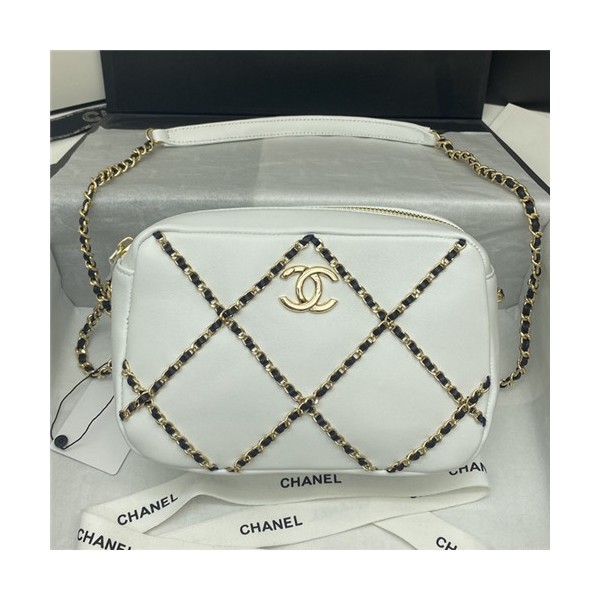샤넬]Chanel 2021 Women's Leather Camera Bag/Shoulder Bag,21cm - 샤넬 2021 여성용 레더 카메라백/숄더백,21cm,CHAB1626,화이트