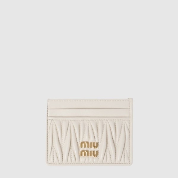 미우미우 여성 마테라쎄 가죽 카드 지갑 - Miumiu Womens Matelassé Leather Card Holder - miw695x