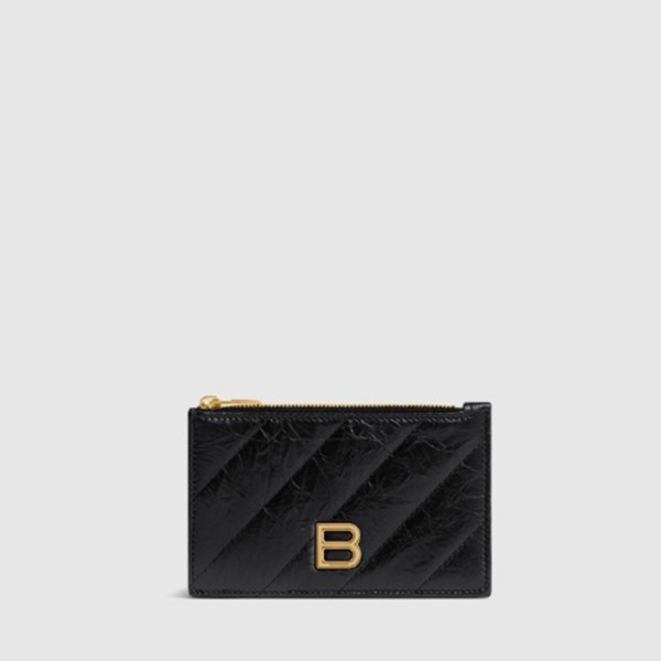 발렌시아가 남성 크러쉬 퀼티드 롱 동전 카드 홀더 - Balenciga Mens Crush Quilted Long Coin Card Holder - baw897x