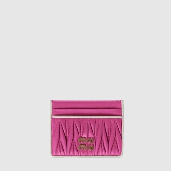 미우미우 여성 마테라쎄 가죽 카드 지갑 - Miumiu Womens Matelassé Leather Card Holder - miw749x