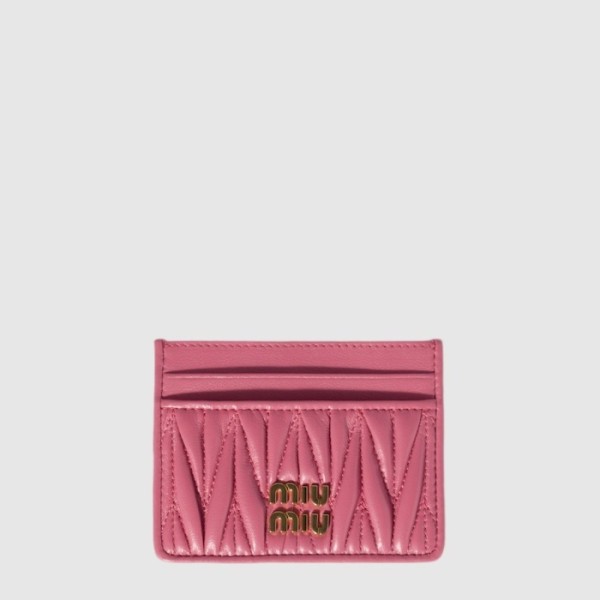 미우미우 여성 마테라쎄 가죽 카드 지갑 - Miumiu Womens Matelassé Leather Card Holder - miw906x