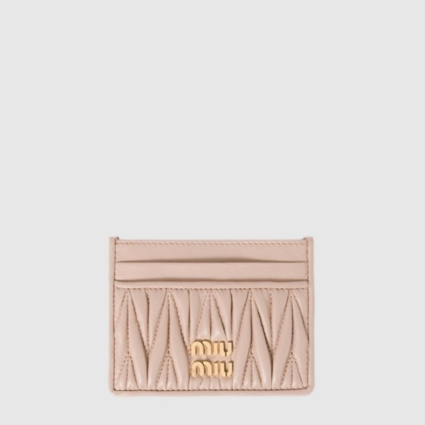 미우미우 여성 마테라쎄 가죽 카드 지갑 - Miumiu Womens Matelassé Leather Card Holder - miw907x