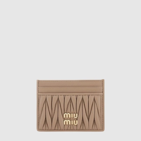 미우미우 여성 마테라쎄 가죽 카드 지갑 - Miumiu Womens Matelassé Leather Card Holder - miw908x