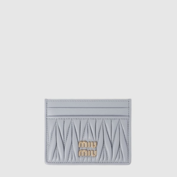 미우미우 여성 마테라쎄 가죽 카드 지갑 - Miumiu Womens Matelassé Leather Card Holder - miw909x