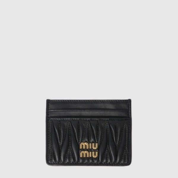 미우미우 여성 마테라쎄 가죽 카드 지갑 - Miumiu Womens Matelassé Leather Card Holder - miw910x