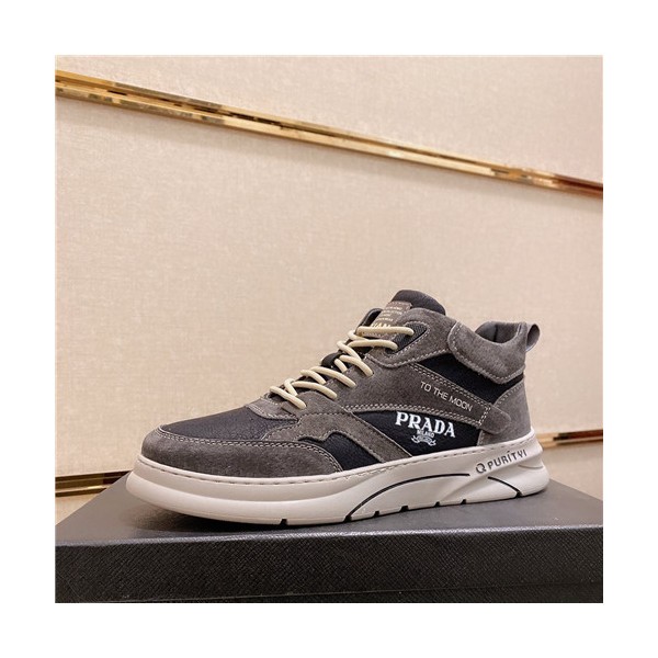 Prada 2021 Men's Leather Running Shoes - 프라다 2021 남성용 레더 런닝슈즈,Size(240-270),PRAS0676,그레이