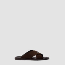 프라다 남성 스웨이드 크리스크로스 슬라이드 - Prada Mens Suede Crisscross Slides - prs7233x