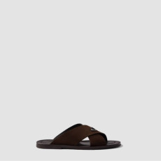 프라다 남성 스웨이드 크리스크로스 슬라이드 - Prada Mens Suede Crisscross Slides - prs7233x