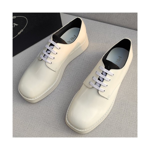 Prada 2021 Men's Leather Derby Shoes - 프라다 2021 남성용 레더 더비슈즈,Size(240-270),PRAS0730,화이트