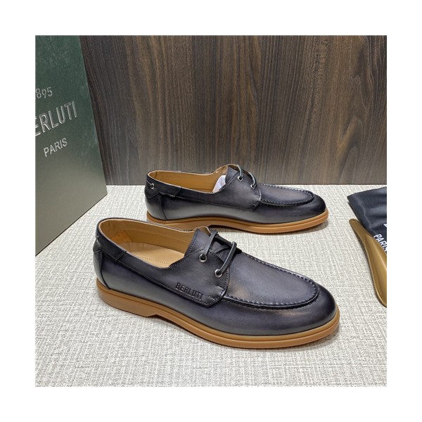 Berluti 2021 Men's Leather Derby Shoes,BERTS0273 - 벨루티 2021 남성용 레더 더비슈즈,Size(240-270),네이비
