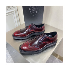 Prada 2021 Men's Leather Derby Shoes,PRAS0808 - 프라다 2021 남성용 레더 더비슈즈,Size(240-270),레드