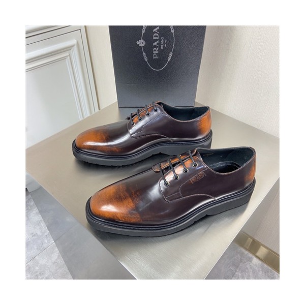 Prada 2021 Men's Leather Derby Shoes,PRAS0809 - 프라다 2021 남성용 레더 더비슈즈,Size(240-270),브라운