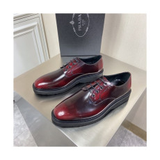 Prada 2021 Men's Leather Derby Shoes,PRAS0810 - 프라다 2021 남성용 레더 더비슈즈,Size(240-270),레드