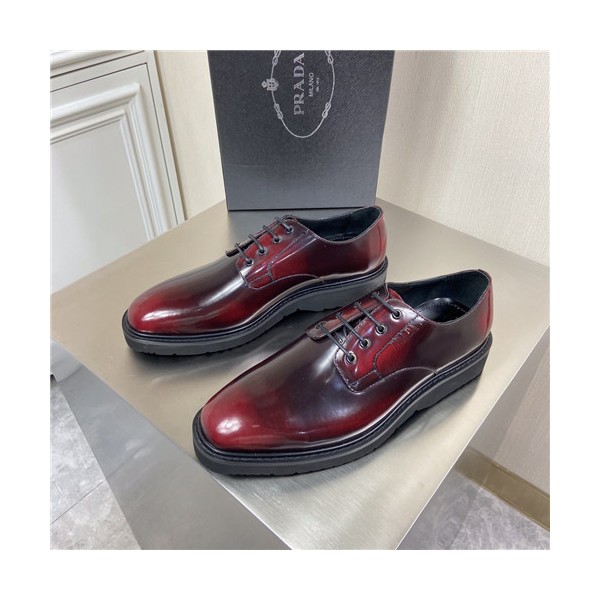 Prada 2021 Men's Leather Derby Shoes,PRAS0810 - 프라다 2021 남성용 레더 더비슈즈,Size(240-270),레드