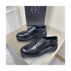 Prada 2021 Men's Leather Derby Shoes,PRAS0811 - 프라다 2021 남성용 레더 더비슈즈,Size(240-270),블랙