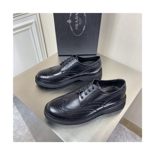Prada 2021 Men's Leather Derby Shoes,PRAS0811 - 프라다 2021 남성용 레더 더비슈즈,Size(240-270),블랙