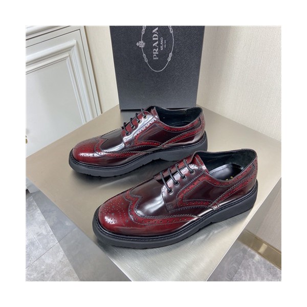 Prada 2021 Men's Leather Derby Shoes,PRAS0813 - 프라다 2021 남성용 레더 더비슈즈,Size(240-270),레드