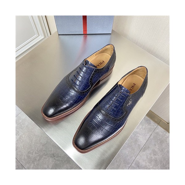 Prada 2021 Men's Leather Oxford Shoes,PRAS0814 - 프라다 2021 남성용 레더 옥스퍼드 슈즈,Size(240-270),네이비