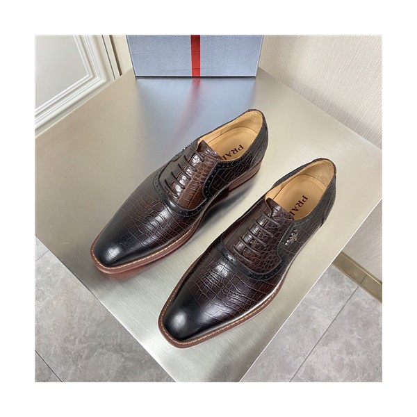 Prada 2021 Men's Leather Oxford Shoes,PRAS0815 - 프라다 2021 남성용 레더 옥스퍼드 슈즈,Size(240-270),브라운